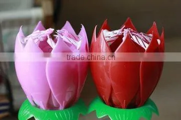 happy birthday flower candle with music/Double-deck rotating lotus candle for birthday