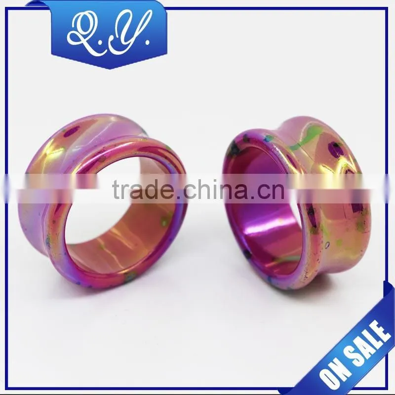 China wholesale colored acrylic printed piercing jewelry fashion ear tunnel & ear expander