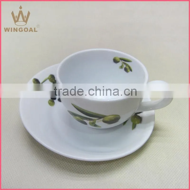 porcelain dinner set with olive decal