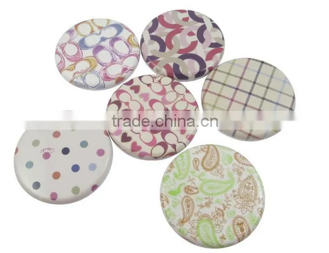 Promotional round compact mirror with 2X magnifying double sides
