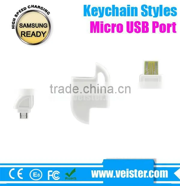 Portable mini USB data cable with keychain for Samsung