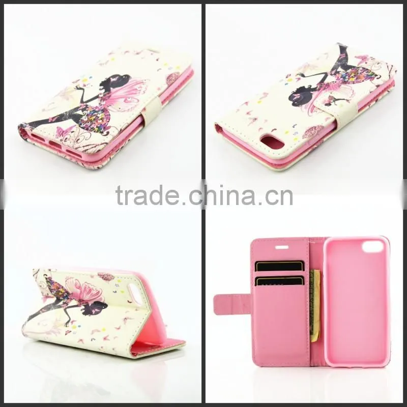Happniess Girl leather case, wallet case stand cover for iphone 7, for new iphone cover