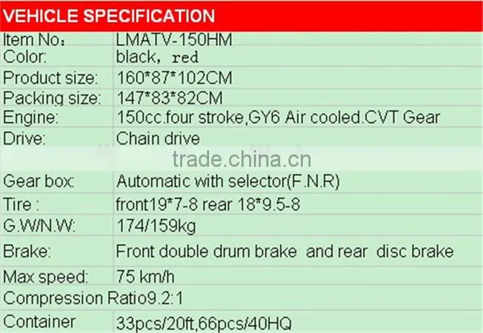 150cc cool atv for adults by electric starter with CE sales very hot