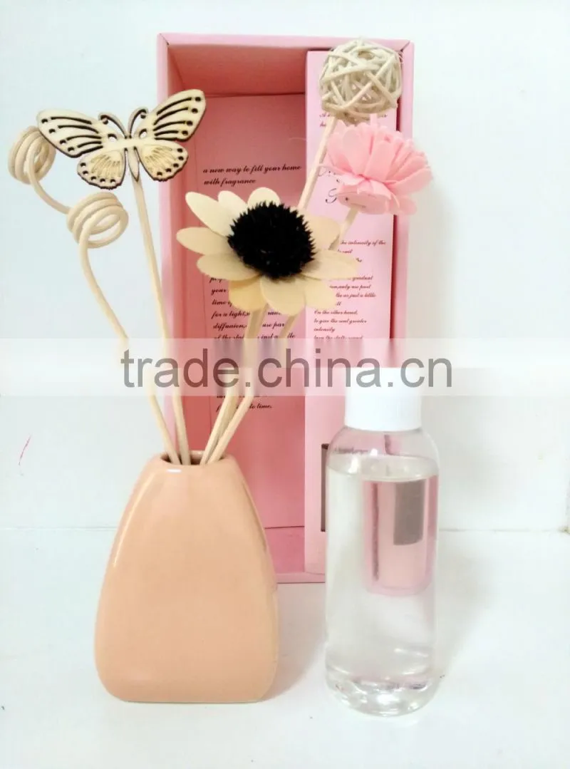 Pure Natural Red Ceramic Flower Fragrance Diffuser For Home Decoration
