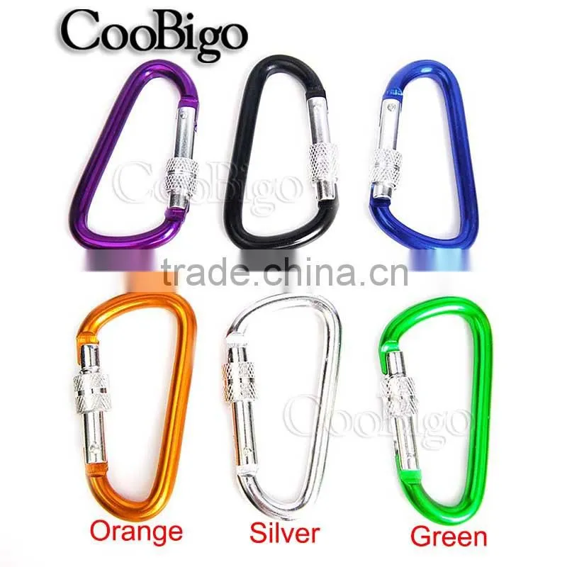 Aluminum Spring Locking Carabiner Snap Hook Hanger Keychain Hiking Camping #FLQ187-8C(Mix-s)