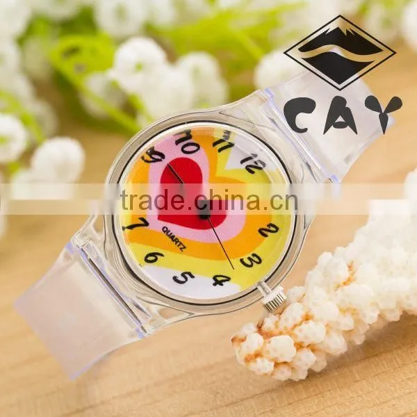 Stock! Newest Deisgn Hot Sale Younth High Quality Fashion Simple Star Transparent Plastic Kid Wrist Watch