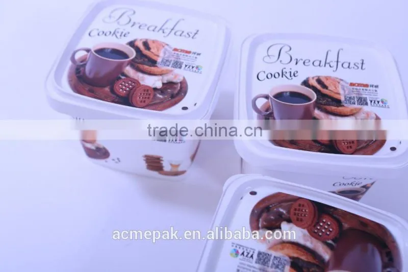 48oz IML biscuits ice cream cheese box with lid