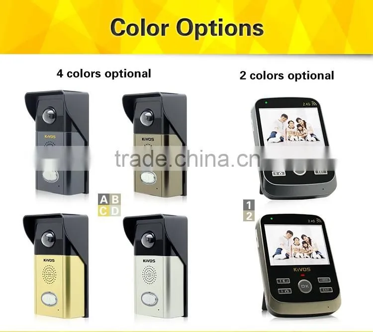 KiVOS newest 3.5 inch support up to 2 cameras and 3 monitors. KDB303 wireless video door phone