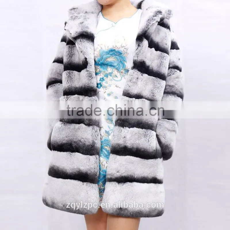Wholesale cheap price Chinchilla Rex Rabbit Fur Jacket