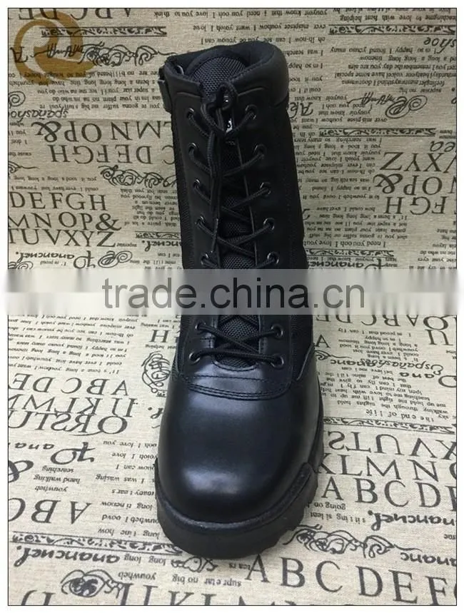 Wholesale black leather combat army boots tactical boots swat