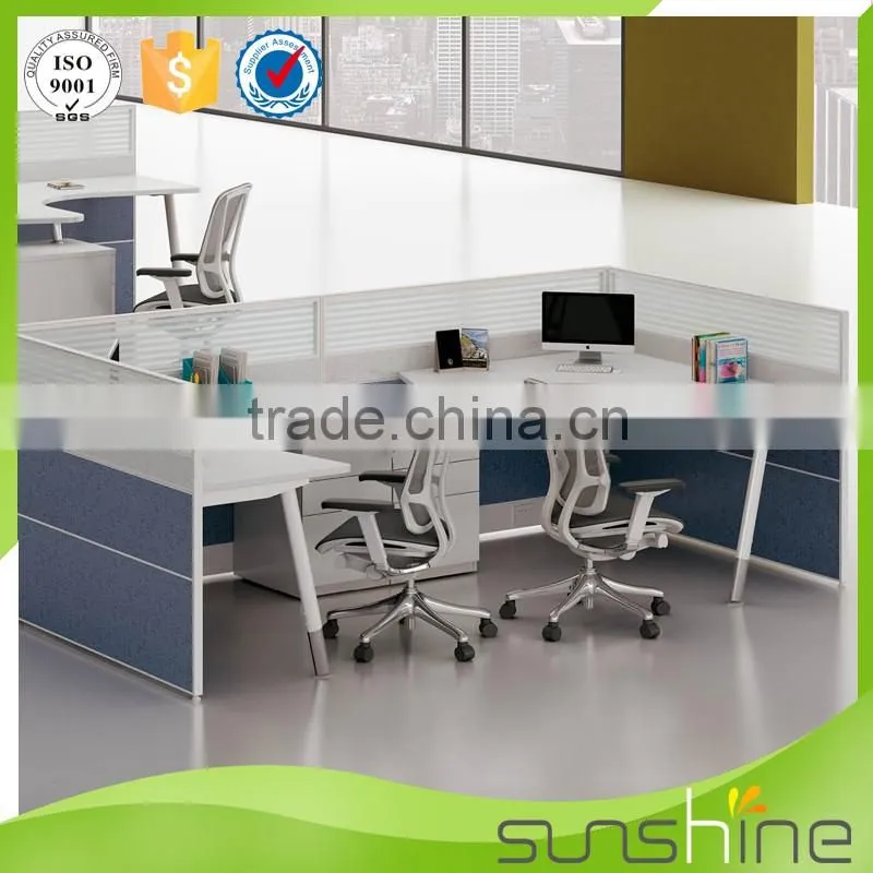 YS-SW08 Sunshine Furniture Cubicle Office Workstation 2 Seats With Glass Partition