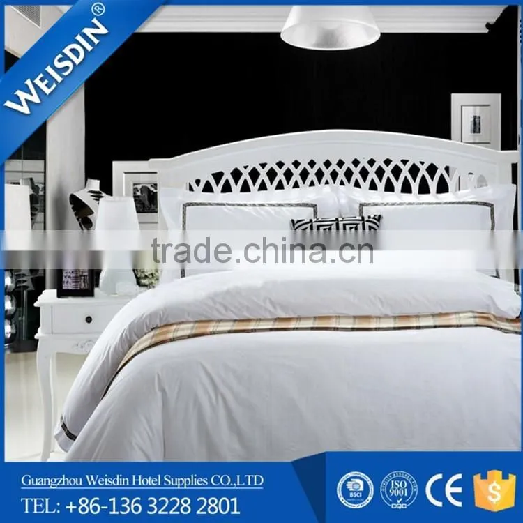 100% cotton percale white color stripe bedding set / bed sheet wholesale