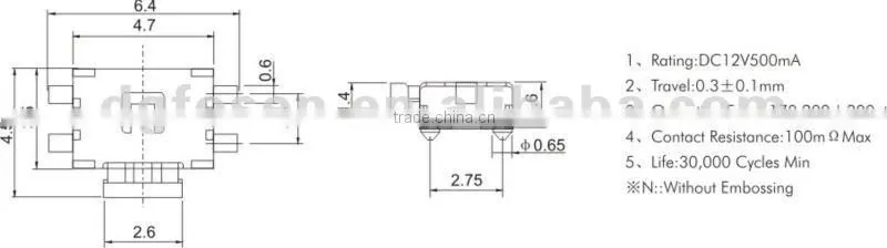 smd micro switch 12v SGS TS-1904
