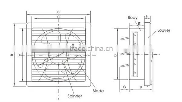 Best quality plastic kitchen ventilator wall mount exhaust fan