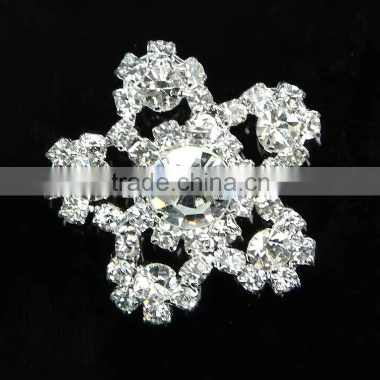 bling silver flower rhinestone button shank RNK179Y
