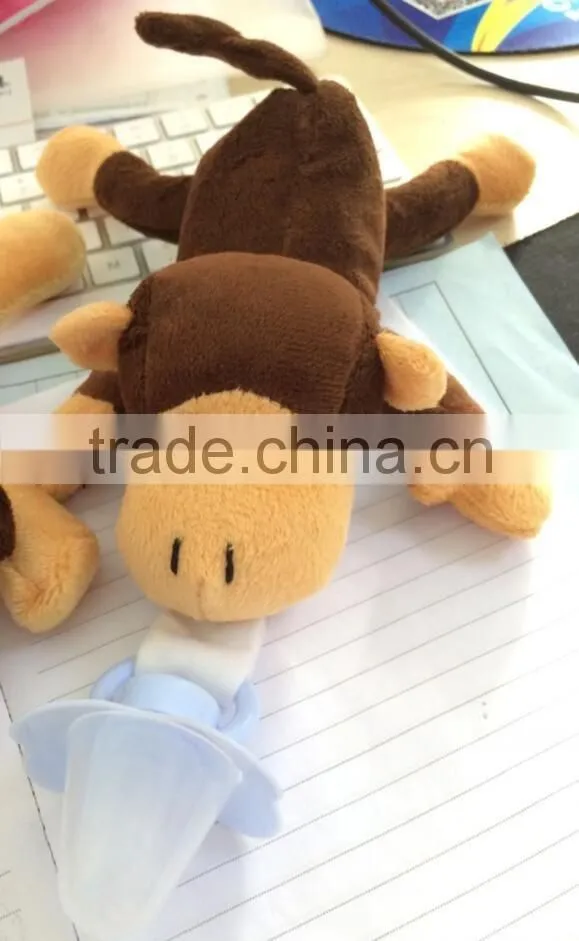 Soft Cute Animal Infant Plush Toy BB Squeaker Detachable Pacifier / Plush Detachable Animal Pacifier Toy