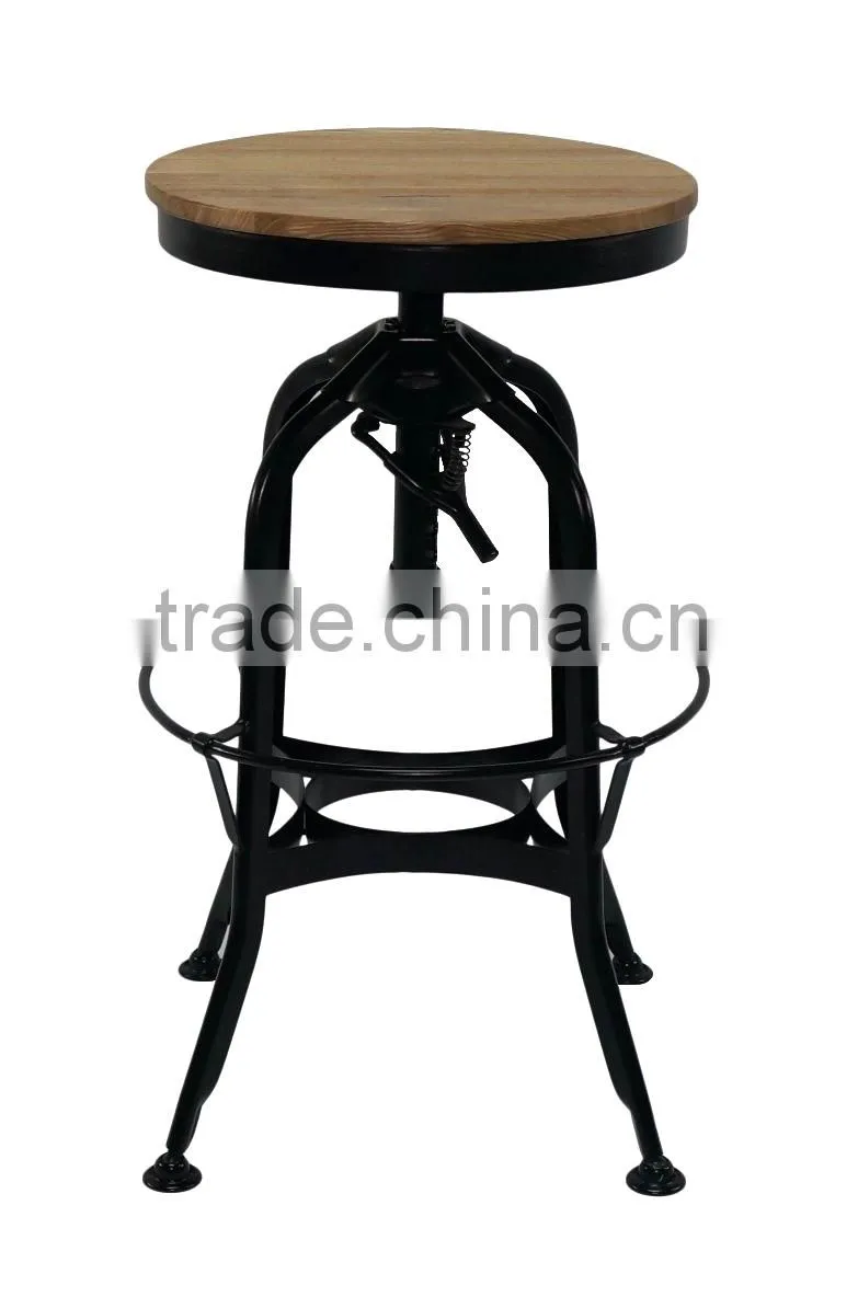 Vintage Toledo Plywood Backrest Bar Stool Chair / Retro Adjustable Metal Bar Stool/ Antique Industrial Barstool
