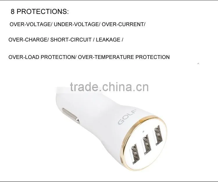 New product for 2016 3 port usb car charger with 3.4A max output, faster charging, good quality