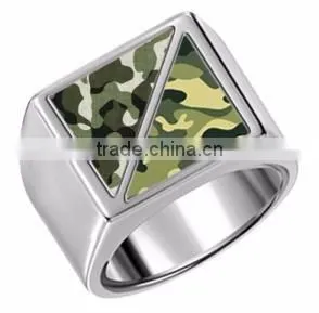 Modern style 316L stainless steel men camo rings jewelry