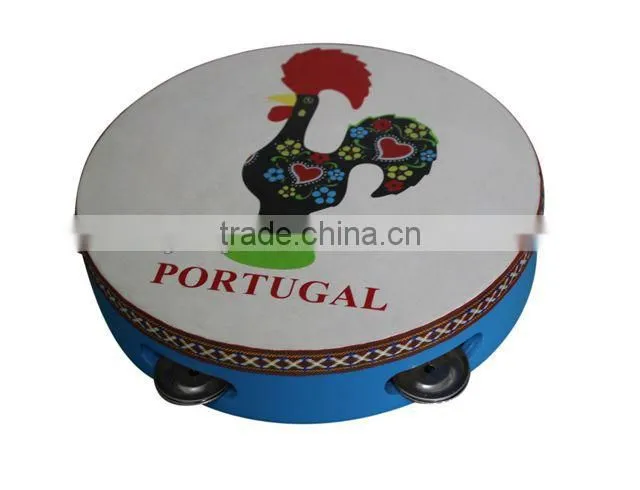 Wooden musical Toy cartoon tambourine