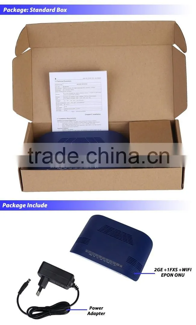 2GE+1POTS+WIFI EPON ONU Support CTC OAM 2.0 and 2.1