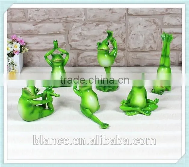 resin frog statue funny yoga frog figurine for home decoration
