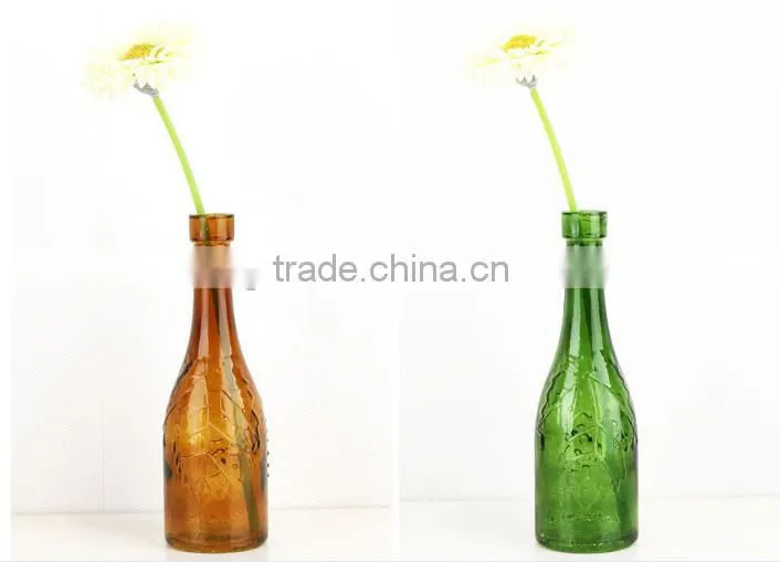 painted glass floating bottle with cork for wishing small table glass flower vase