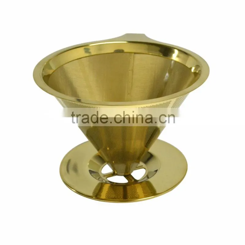 Golden color 304 Stainless Steel Pour Over Coffee Filter