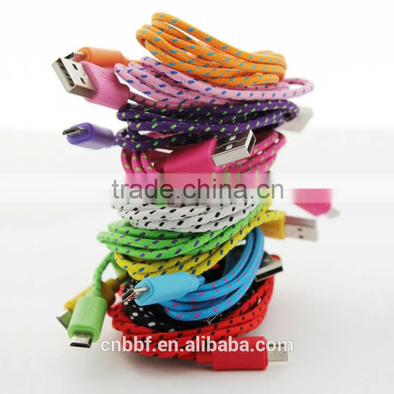 Braided Fabric 1 Metre 3 ft Micro-USB Charger Cable For Samsung Nokia LG
