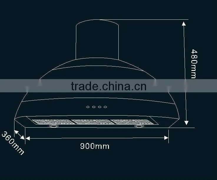 Stainless Steel Popular Model Kitchen Ventilator with Key Switch