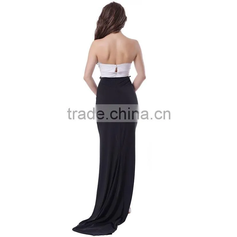 Professional printed floor length adult women party wear no strap sexy evening dress xxxl