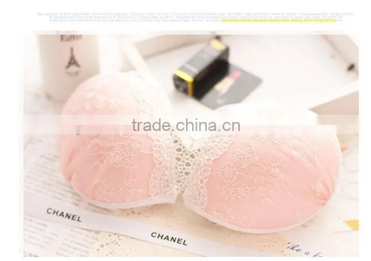 Female orange cute lace adhesive bra