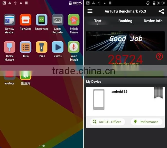 B6 4G Smartphone 64bit MTK6732 Quad Core 1GB 8GB 5.0 Inch QHD Screen OTG
