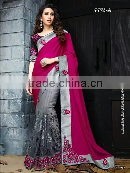Designer Velvet Blouse and Red and Black color Womaniya Designer Sarees Collections