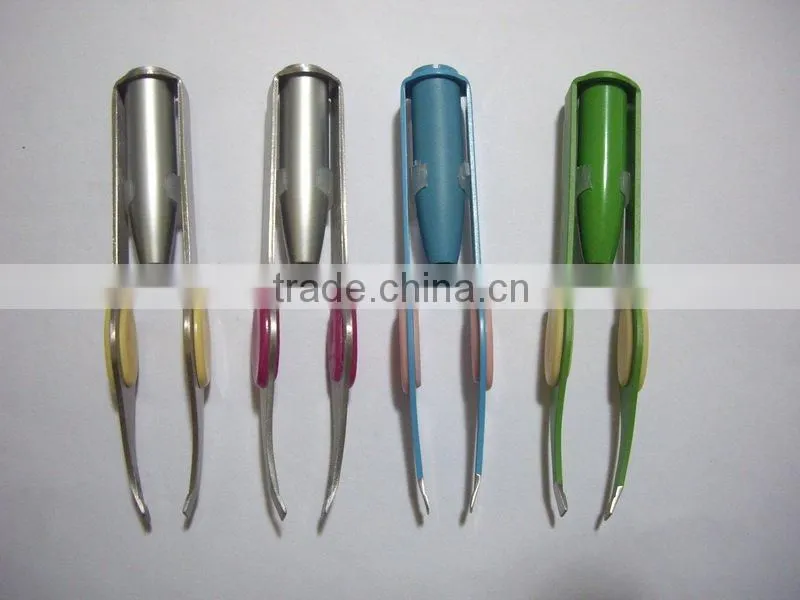 Manufacture LED Light Slant Tip Eyebrow Tweezer