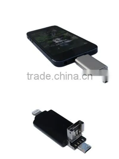 Paypal acceptable custom logo 3 in 1 usb flash drive u disk for mobile and computer