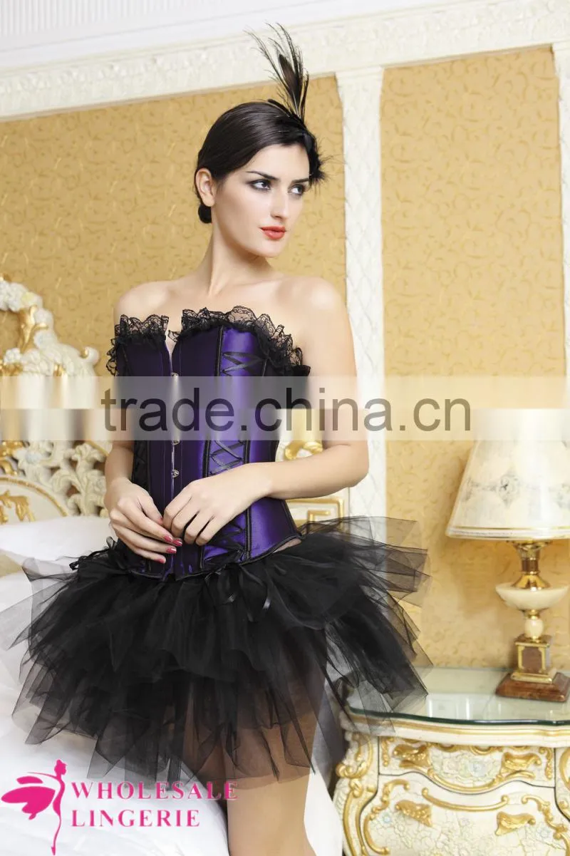 cheap sexy lace corset with skirt,sexy lace top corset, women sexy corset,