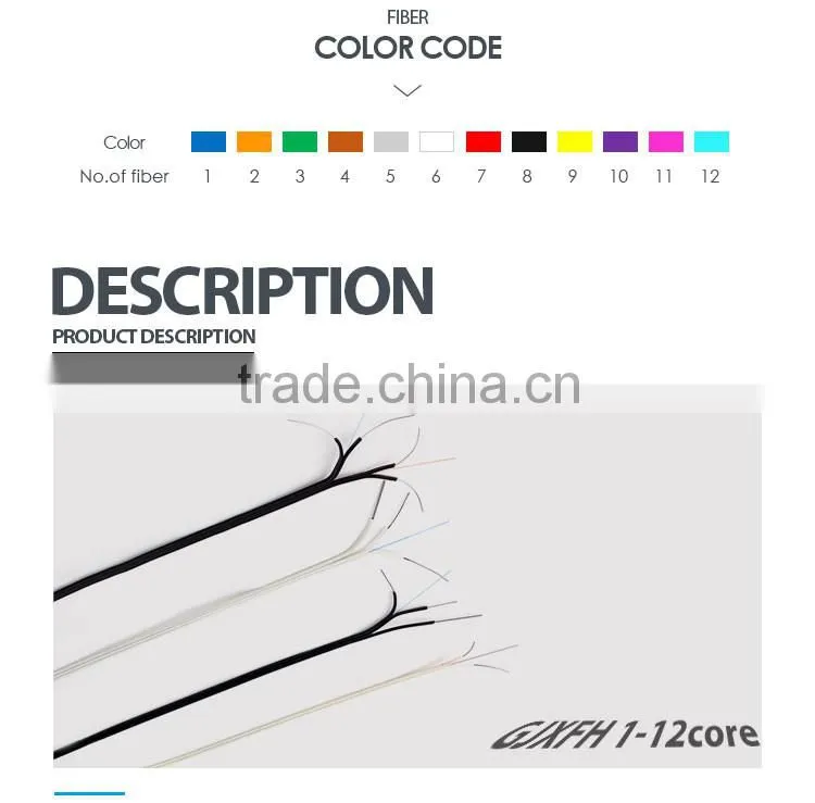 GJYXCH 12 core g657a fiber optical cable with messenger wire