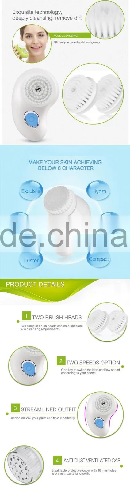 Zlime factory wholesale rotary system Face Skin Cleansing Brush ZL-S1329