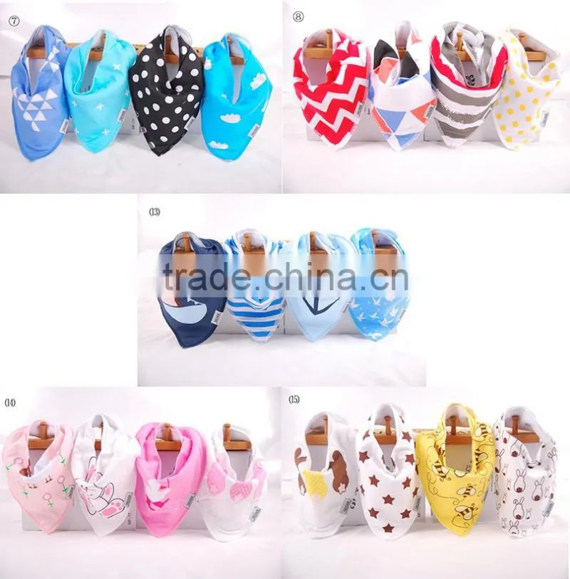 Manufacturer excelent quality cute 100% organic cotton bandana baby bib