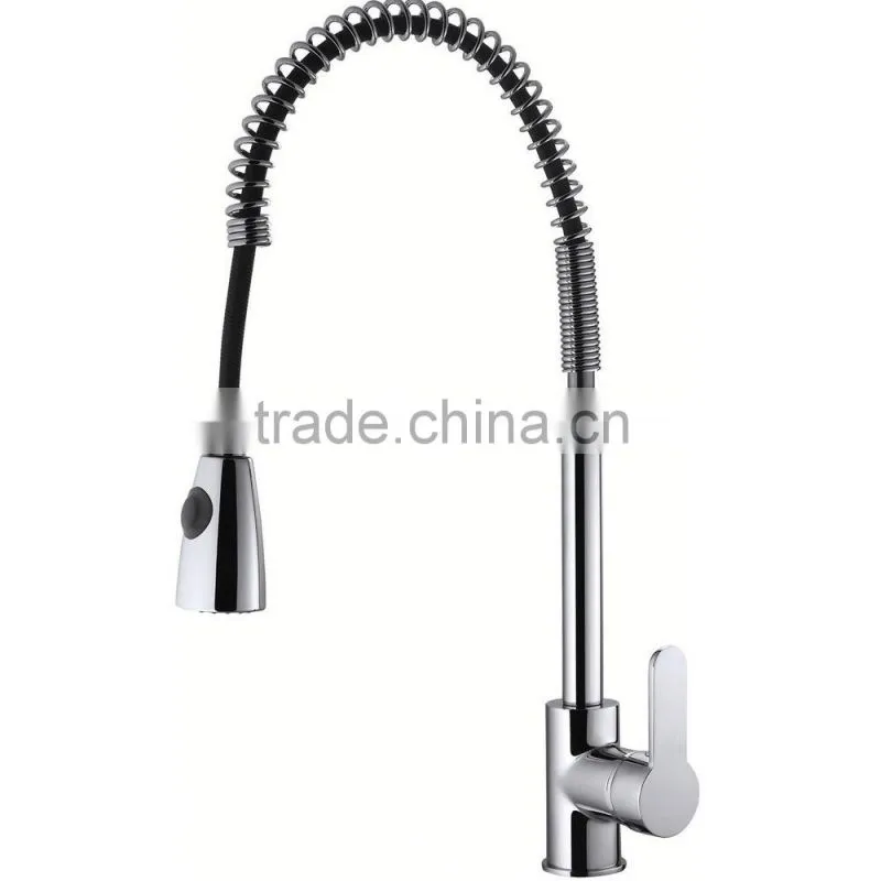 Pull Out Spring Brass Kitchen Faucet Mixer