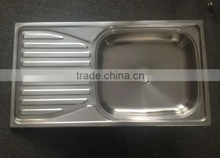PS-375A,Rv ambry yacht for 304 stainless steel sink 10 cm depth ultra shallow basin single slot plate with drop.780X430X100mm