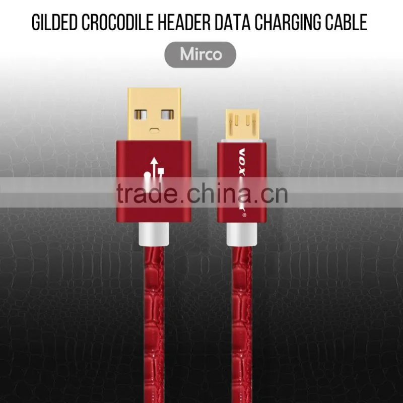 VOXLINK Crocodile Gold Plug mirco usb cable Sync Date Charging Cable micro red 1m