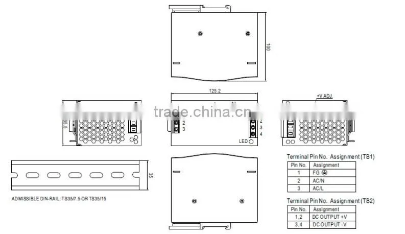 Single Output Industrial DIN Rail Power Supply DR-120-24 120W 5VDC 12VDC 24VDC Switching Power Supply