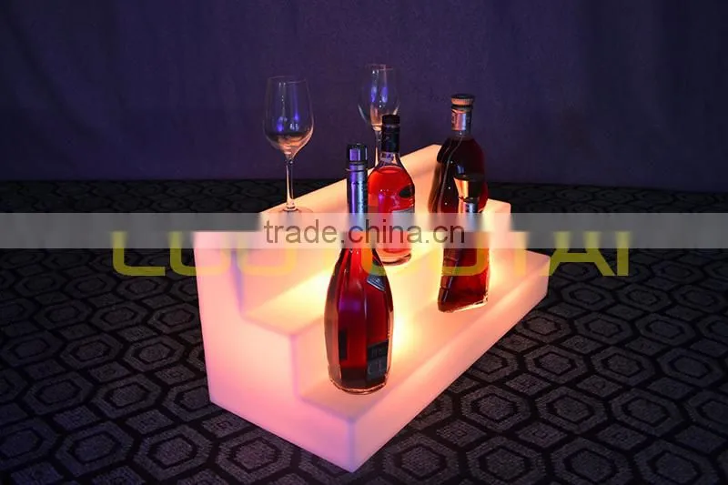 Unbroken high quality PE LED light up wine Holder/strong plastic wine display/bar furniture LTT-SF05A
