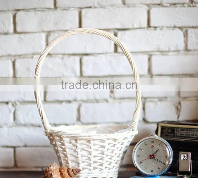 handmade white wicker flower basket wedding flower basket with plastic liner