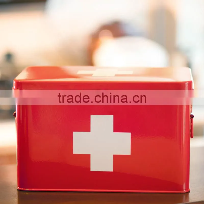 Multifunctional rectangle metal medicine storage box portable first aid cabinet