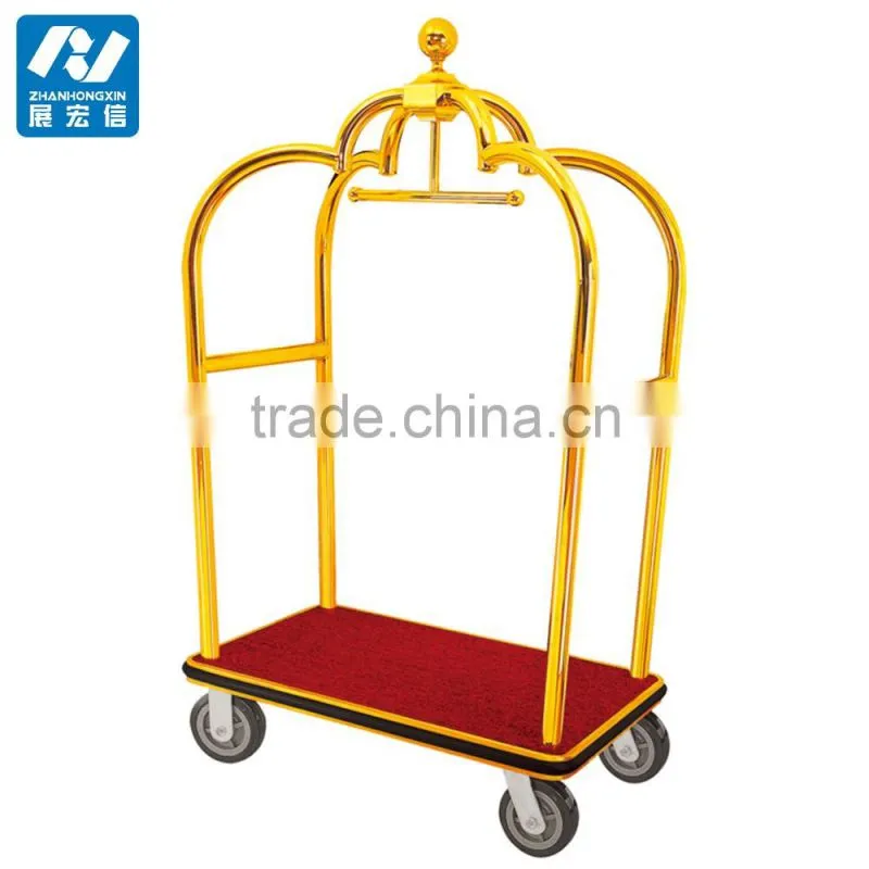 Stainless Steel Hotel Luggage Cargo Trolley 4 Wheels