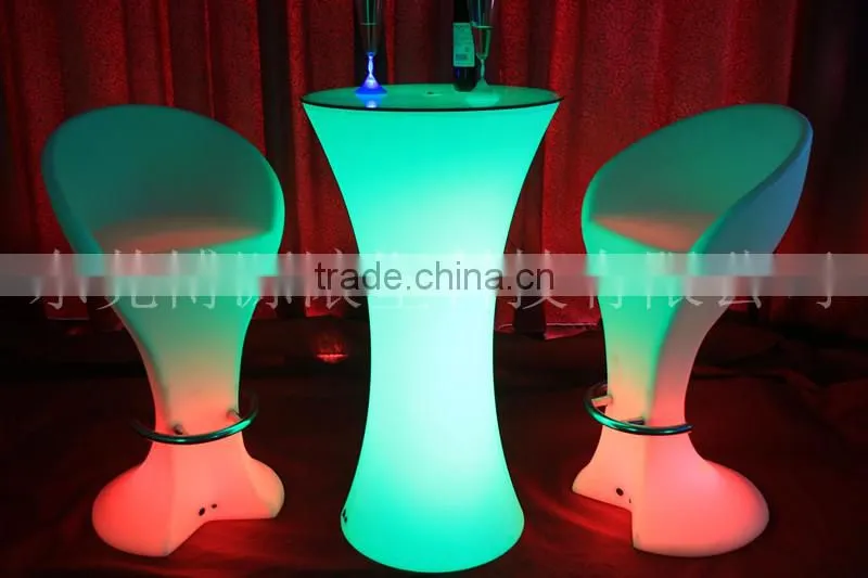 fashionable night club led table and chairs, rechargeable battery illuminated led furniture