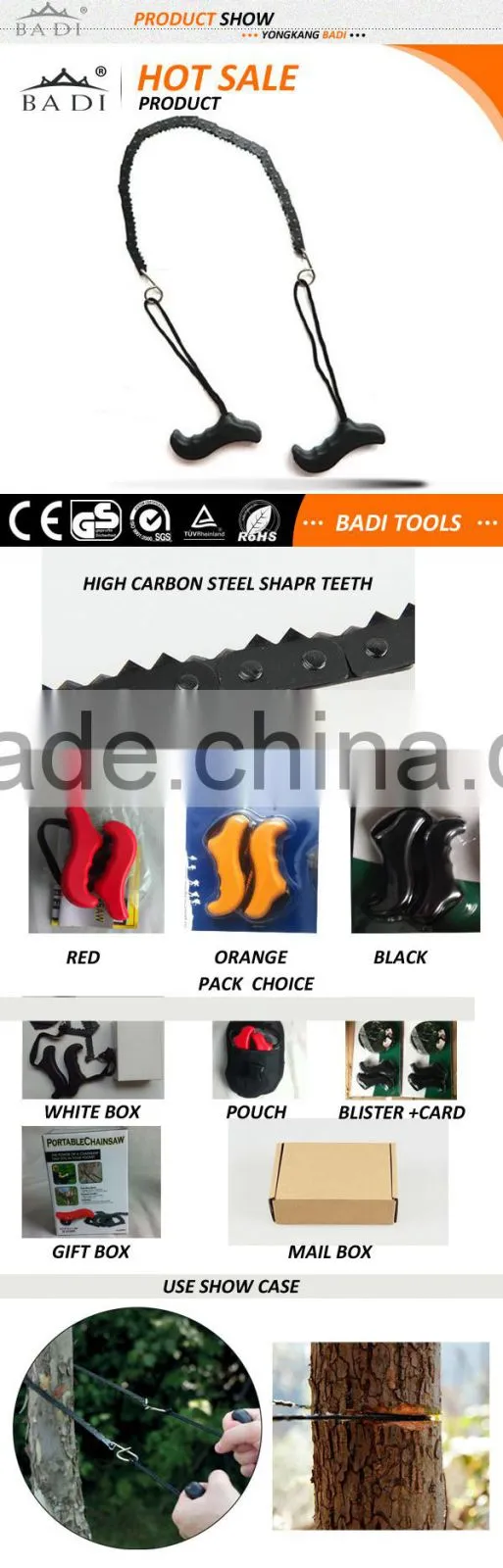 made in yongkang survival pocket hand chainsaw